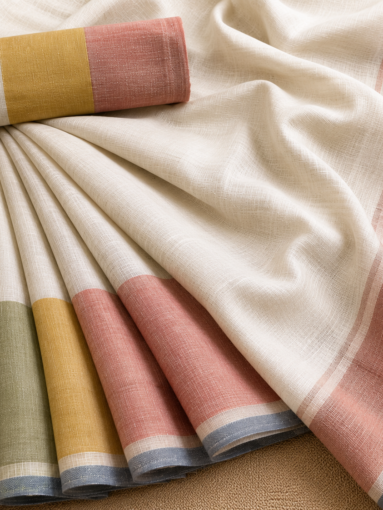 Colour Block Linen Sarees